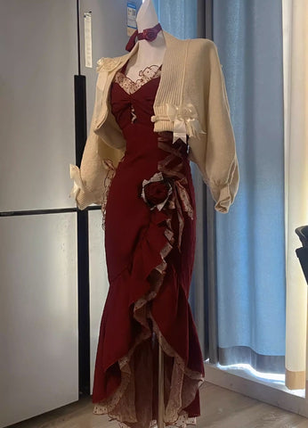 women's french birthday dress with suspender dress