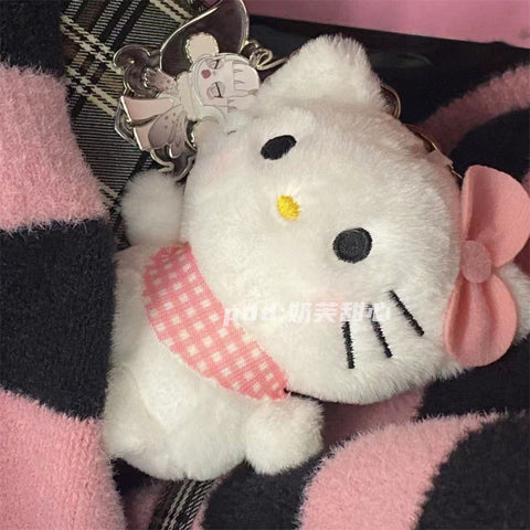 Cute Cartoon Scarf Hello Kitty Plush Pendant Backpack Keychain Pendant
