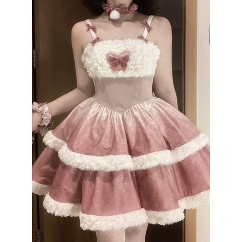 Lolita girl cosplay pink dress suit