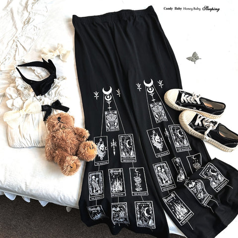 Sleepingdoll Dark style witchy flared trousers casual trousers