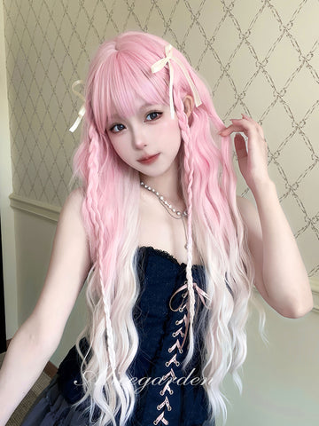 Japanese sweet gradient long curly hair JK full head set