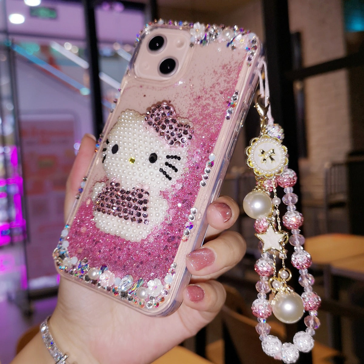 Handmade Hello kitty Rhinestone Quicksand Cute Pink Phone Case - Jam Garden