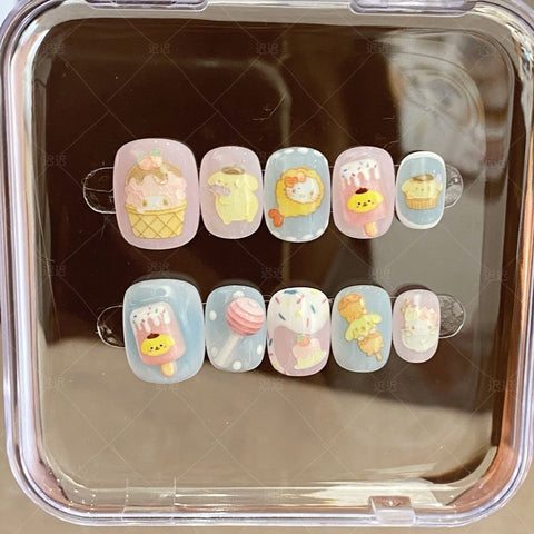 Sanrio custom wearable nails pudding dog Melody cute short nails
