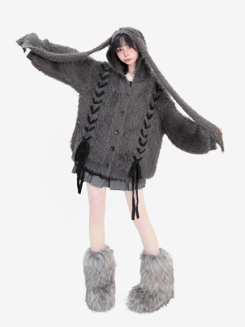 Plush Faux Mink Thick Cardigan Sweater Jacket