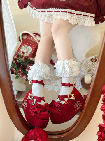 Platform-Soled Doll-Feel Satin Lolita Shoes