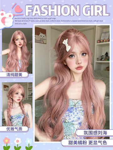 Daily natural new style long curly hair with middle parting and bangs