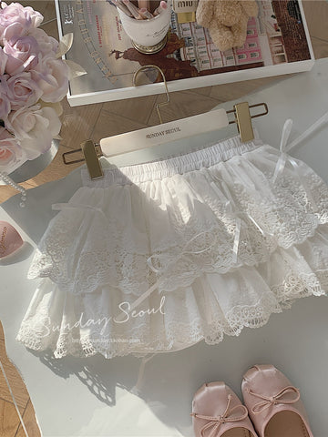 Ballet Sweetheart Girlish Lace Ribbon Bow Cake Skirt
