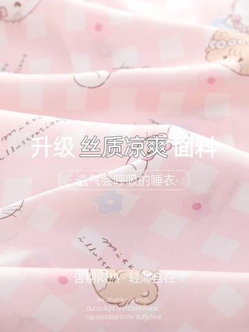Women's spring and autumn pure cotton long sleeve cute pajamas