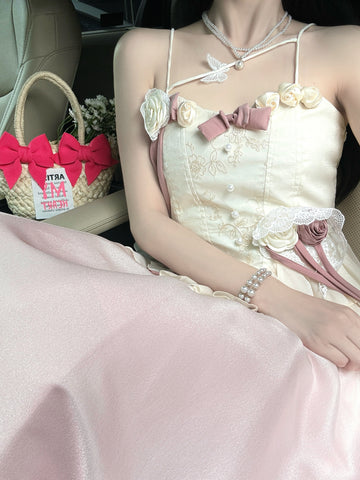 Princess new adult pink fairy suspender dress