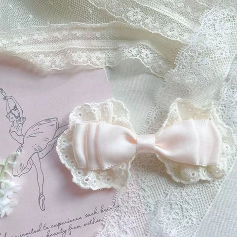 Elegant pink lace bow hairpin