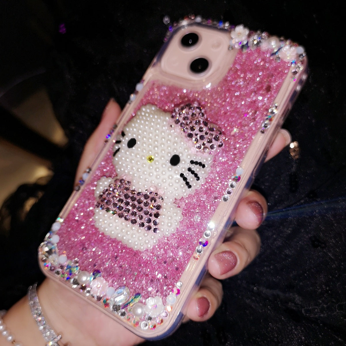 Handmade Hello kitty Rhinestone Quicksand Cute Pink Phone Case - Jam Garden