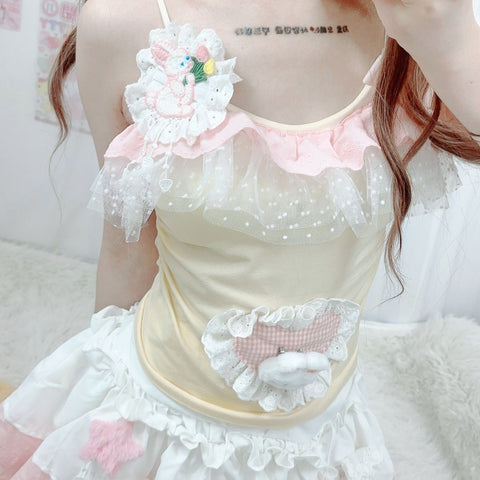 Sweet and cute girl soft girl tulip suit