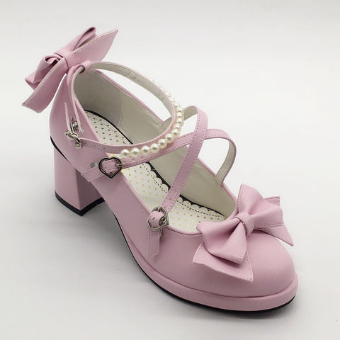 Lolita sweet girl shoes dress shoes pearl necklace