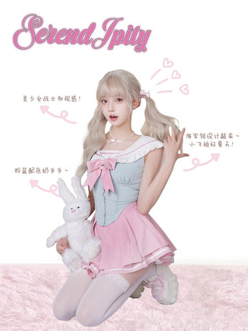 Serendipity Sundae Girl Blue Top + Pink Skirt