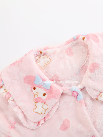 Women's winter thickened girly pink pajamas