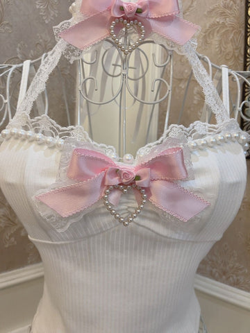Rose Bow Pearl Lace Top