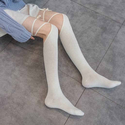 Cotton High Socks Strap Cross Stockings Cos Soft Sister Japanese Ins Middle Tube Lolita Calf Socks - Jam Garden