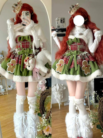 Autumn and Winter Sweet Christmas Girl Series Dress Set