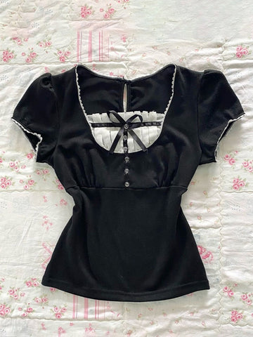 Original black short-sleeved T-shirt for women