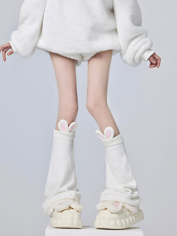 Japanese soft girl knitted pile leg warmers