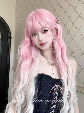 Japanese sweet gradient long curly hair JK full head set