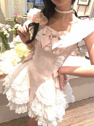 Spring and summer pure sweet girl small flying sleeve dress