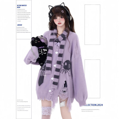 Original design subculture imitation mink niche cardigan sweater