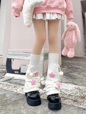 Knitted Socks Pile Socks Lolita Cute Leg Warmers With Fur Balls