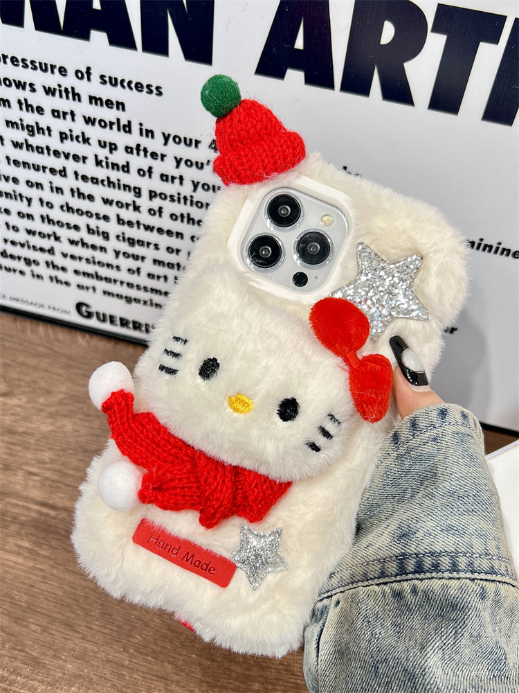 Autumn And Winter Plush Hellokitty Cat Chain Christmas&New Year Mobile Phone Case
