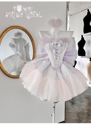 POSHEPOSE Princess pink and purple feather dress