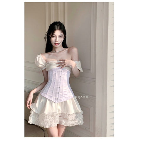 Women's puff sleeve square neck cloud dress