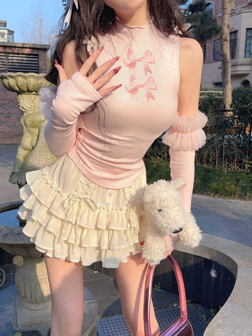 Bobon21 Thousand Layer Cream Girls Spring and Summer Velvet Cake Skirt