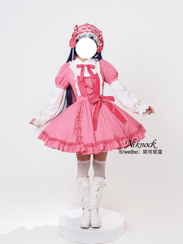 Garter stocking angel cos pink dress cosplay