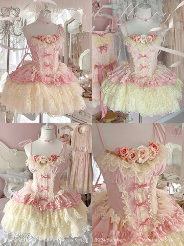 Fairy atmosphere lolita romantic rose dark pattern jsk dress