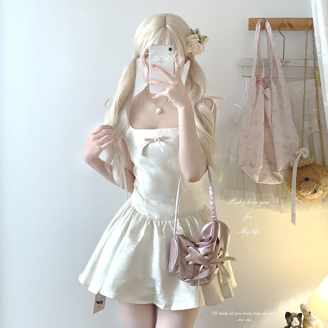 sleepingdoll French style bow waist suspender dress