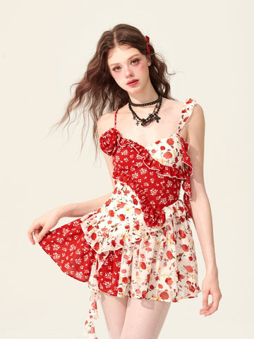Dolly baby Women's summer red floral dress