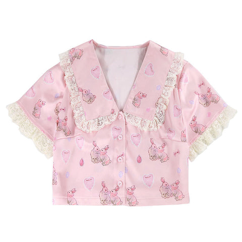 New Spring and Summer Sweetheart Rabbit Lace Pajamas
