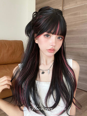 Ear-hanging dyed natural and lifelike jk full bangs wig