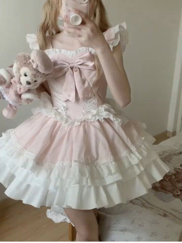French sweet girl pink first love milky sweet Lolita princess dress