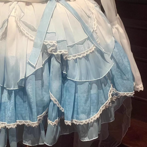 Original lolita blue and white gradient dress