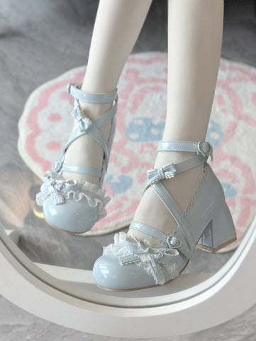 Cute doll-like mid-heel lace sweet Mary Jane