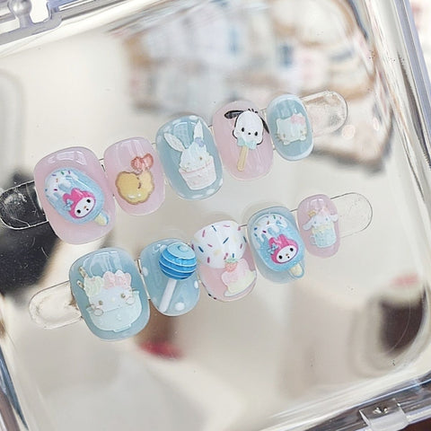 Sanrio custom wearable nails pudding dog Melody cute short nails