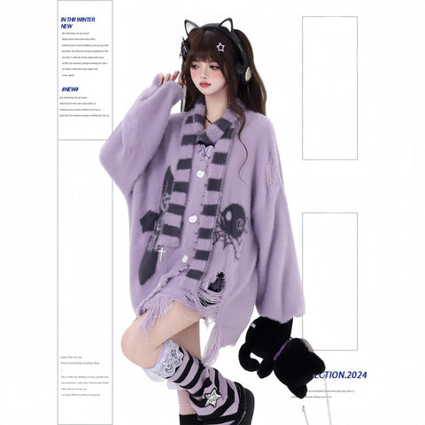 Original design subculture imitation mink niche cardigan sweater