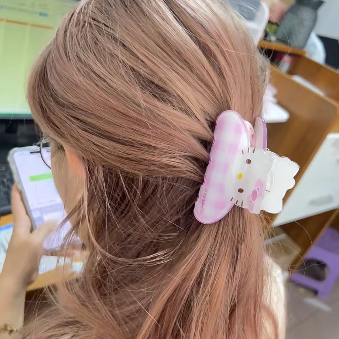 Japanese Soft Girl Hellokitty Clip Student Sweet High-Value Clip Girl Heart Hair Accessories - Jam Garden