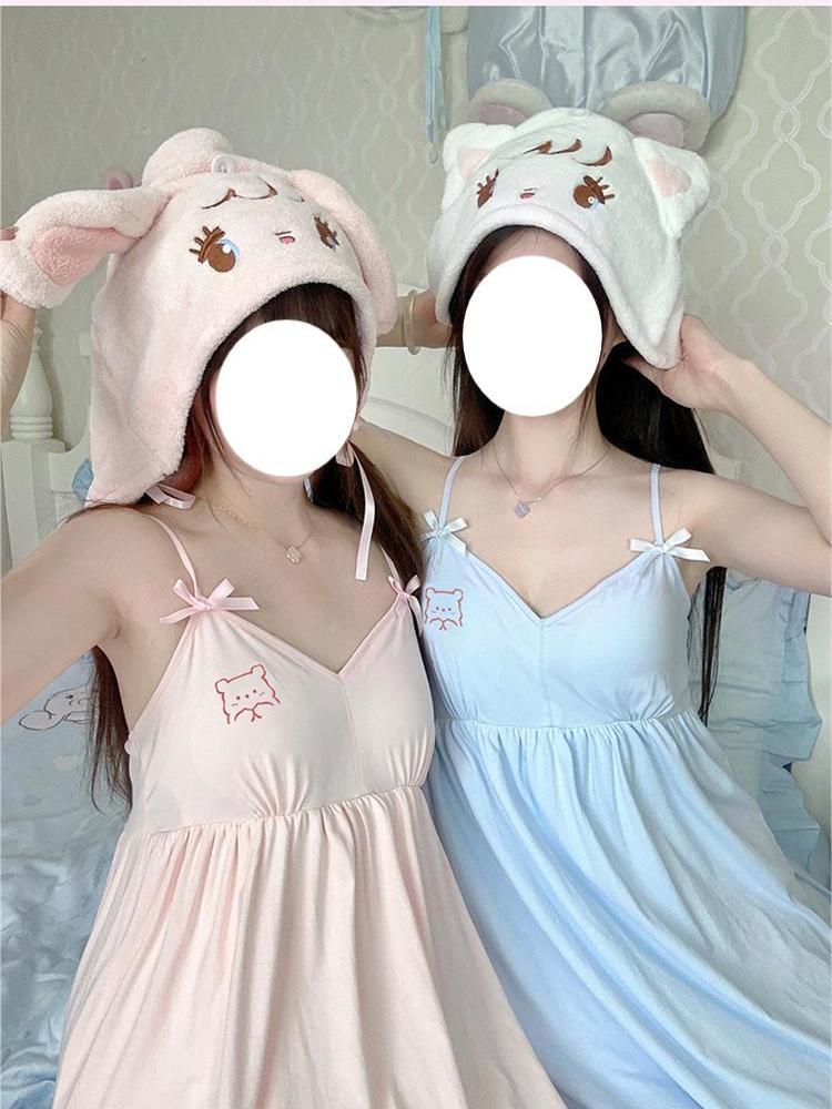 New Women's Summer Sweet Pajamas With Chest Pad Nightdress Can Be Worn Thin Suspender Dress - Jam Garden
