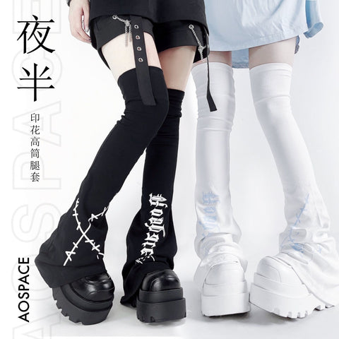 Summer Japanese print subculture knee-length leg warmers