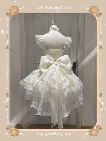 Princess-style birthday cake dress with glittery butterfly and big bow