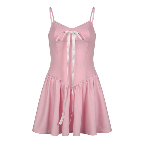 Girls Bow Tie Waisted Suspender Dress