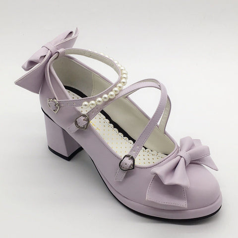 Lolita sweet girl shoes dress shoes pearl necklace