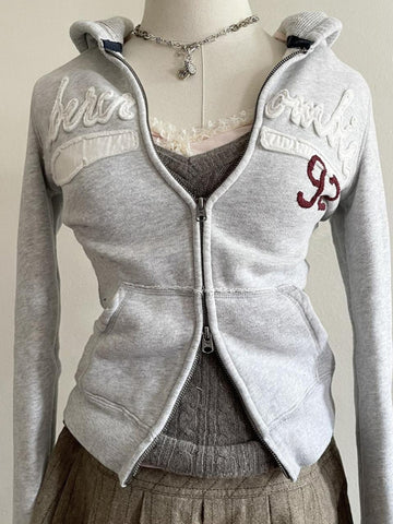 Original grey letter print hoodie